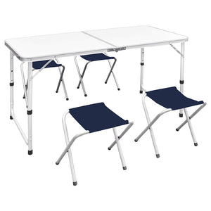 Klappbarer Campingtisch mit 4 Hockern