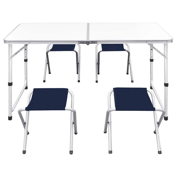 Klappbarer Campingtisch mit 4 Hockern