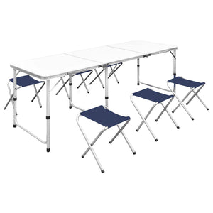 Klappbarer Campingtisch mit 4 Hockern, Höhenverstellbar