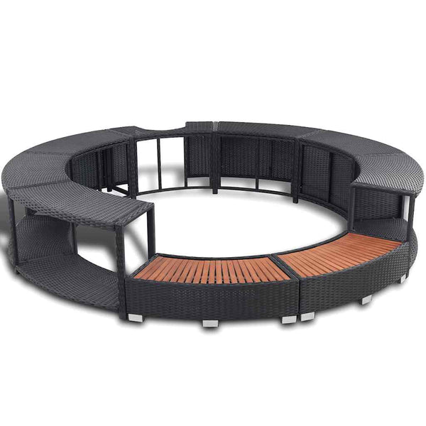 Whirlpool Umrandung Schwarz Poly Rattan