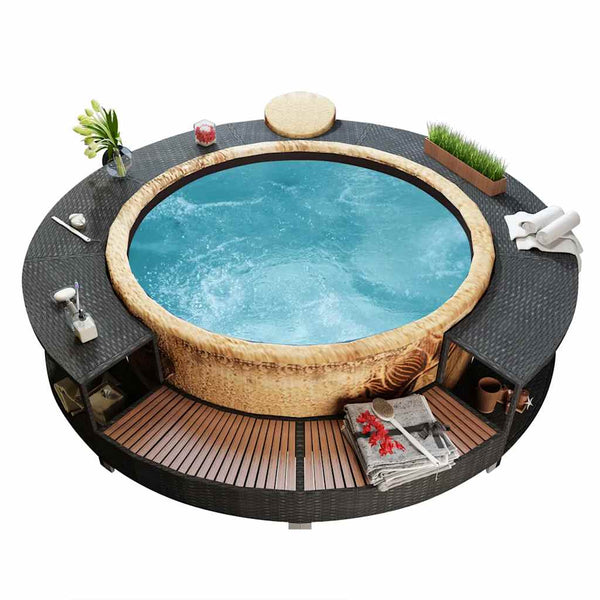 Whirlpool Umrandung Schwarz Poly Rattan
