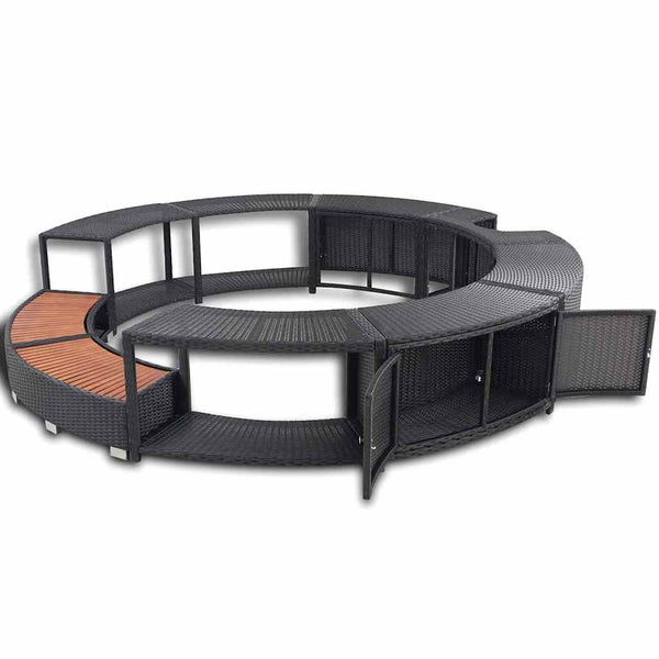 Whirlpool Umrandung Schwarz Poly Rattan