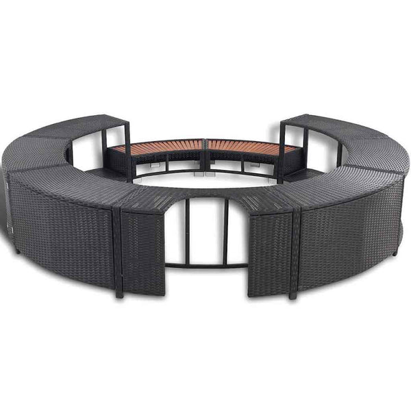 Whirlpool Umrandung Schwarz Poly Rattan