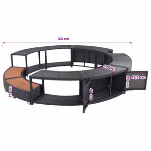 Whirlpool Umrandung Schwarz Poly Rattan