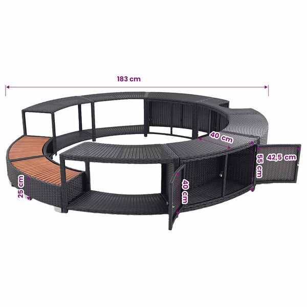 Whirlpool Umrandung Schwarz Poly Rattan