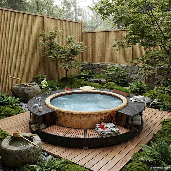 Whirlpool Umrandung Schwarz Poly Rattan