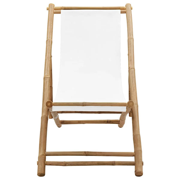 vidaXL Chaise longue en bambou et toile