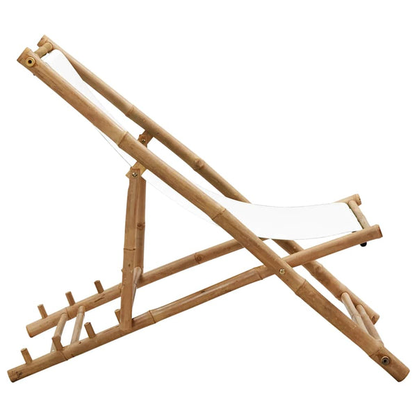 vidaXL Chaise longue en bambou et toile