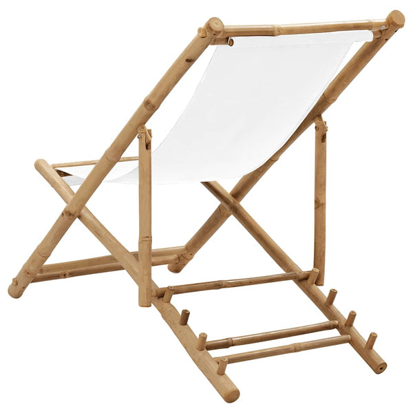 vidaXL Chaise longue en bambou et toile