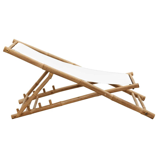 vidaXL Chaise longue en bambou et toile