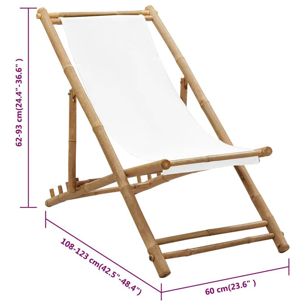 vidaXL Chaise longue en bambou et toile