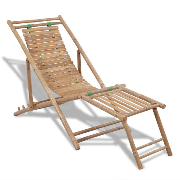 vidaXL Bamboo Sun Lounger with Footrest