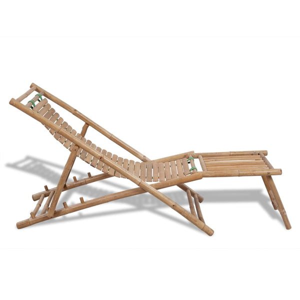 vidaXL Bamboo Sun Lounger with Footrest