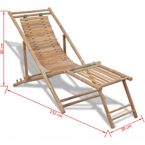 vidaXL Bamboo Sun Lounger with Footrest