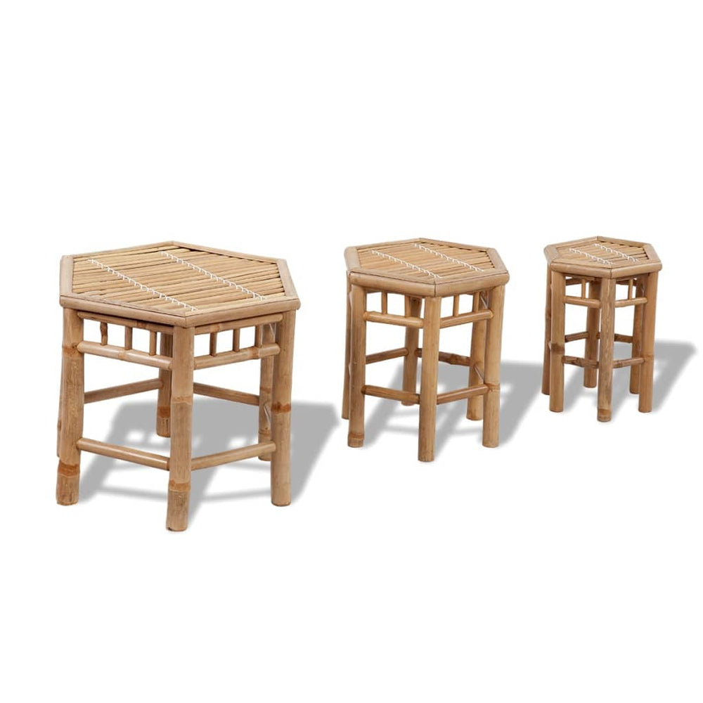 Bambus Gartenhocker 3er Set