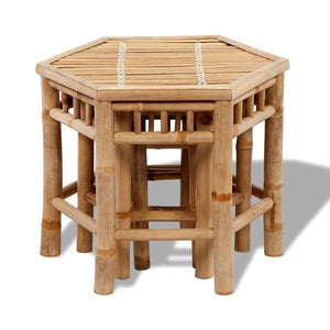 Bambus Gartenhocker 3er Set