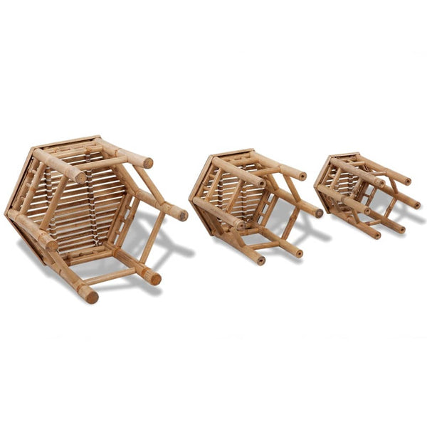 Bambus Gartenhocker 3er Set