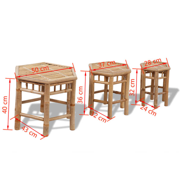 Bambus Gartenhocker 3er Set