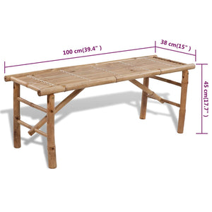 Biertisch mit 2 Bänken Bambus 100 cm