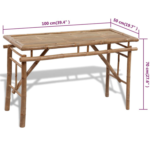 Biertisch mit 2 Bänken Bambus 100 cm