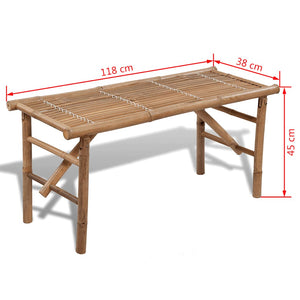 Klappbare Gartenbank aus Bambus, 118 cm
