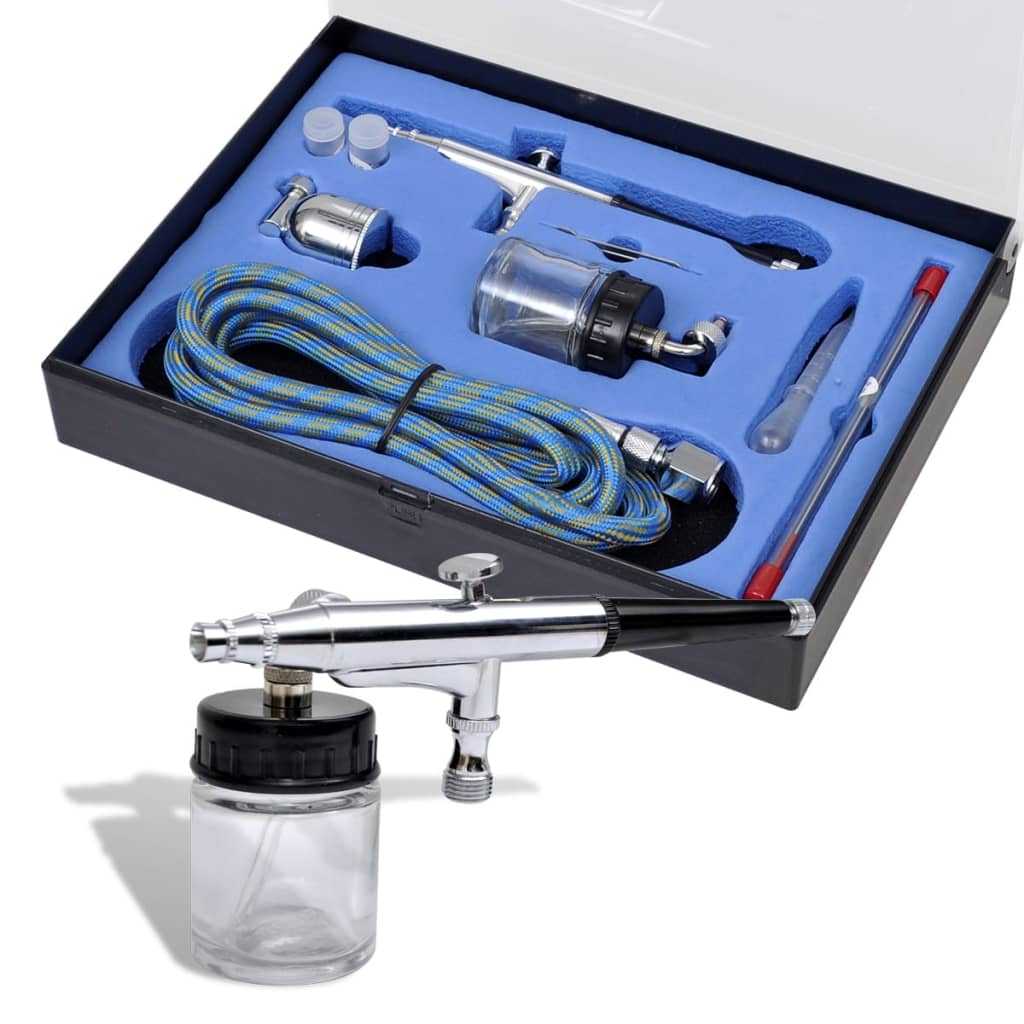 Airbrush-Set mit Glasbehälter 0,2 / 0,3 / 0,5 mm Düsen