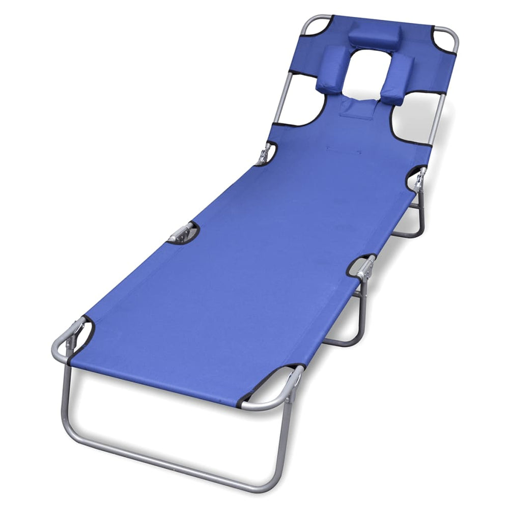 Blaue Klappliege mit Kopfkissen
