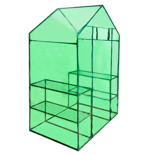 Walk-in greenhouse with 4 shelves