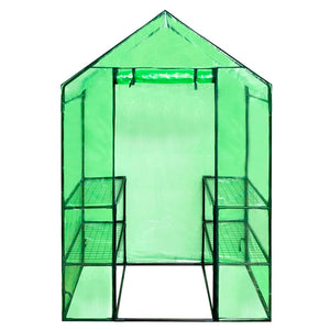 Walk-in greenhouse with 4 shelves