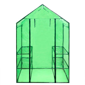Walk-in greenhouse with 4 shelves