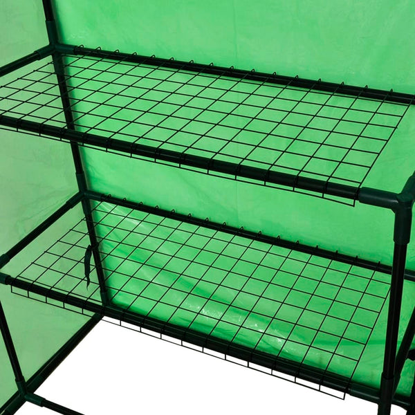 Walk-in greenhouse with 4 shelves
