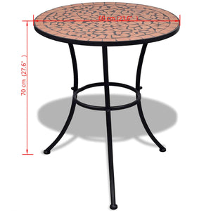 vidaXL Table de bistro Rouge terre cuite 60 cm Mosaïque