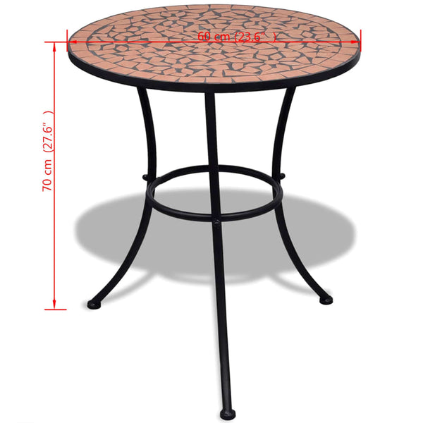 vidaXL Table de bistro Rouge terre cuite 60 cm Mosaïque