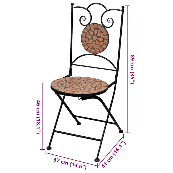 Klappbare Bistrostühle, 2er Set, Terrakotta