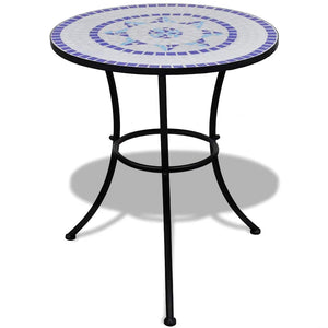 Mosaik Bistrotisch Blau Weiß 60cm