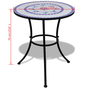 Mosaik Bistrotisch Blau Weiß 60cm