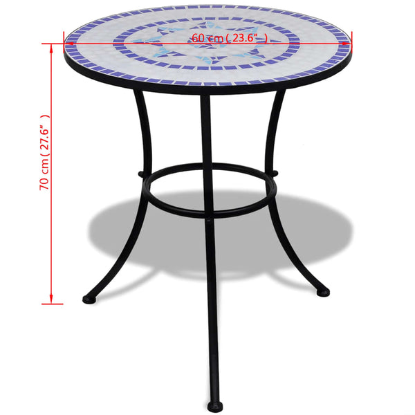 Mosaik Bistrotisch Blau Weiß 60cm