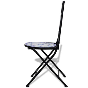 Klappbare Bistrostühle, 2er Set, Keramik Blau/Weiß