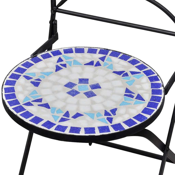 Klappbare Bistrostühle, 2er Set, Keramik Blau/Weiß