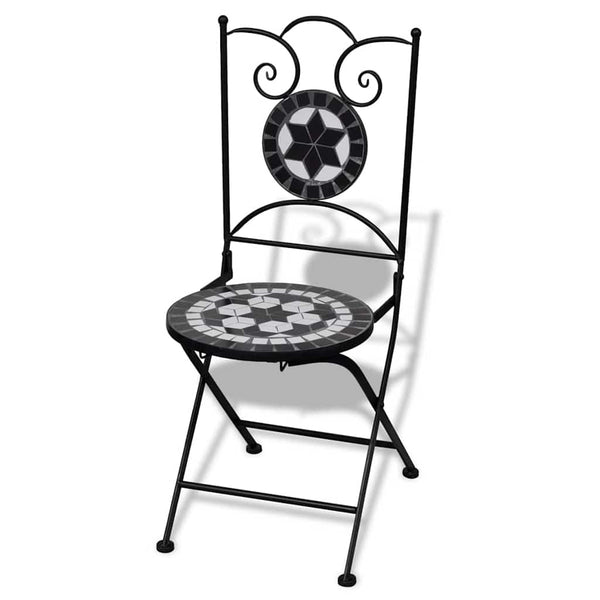 Klappbare Bistrostühle, Keramik Schwarz/Weiß, 2er Set