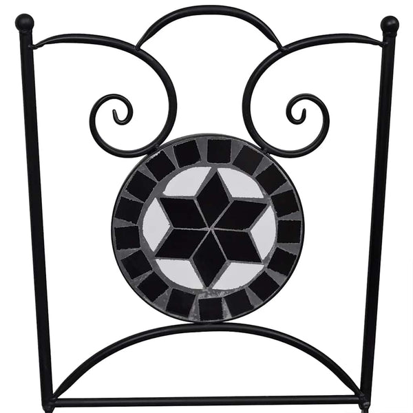 Klappbare Bistrostühle, Keramik Schwarz/Weiß, 2er Set