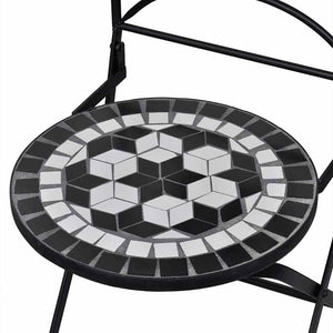 Klappbare Bistrostühle, Keramik Schwarz/Weiß, 2er Set