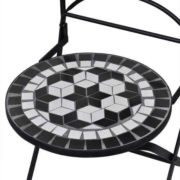 Klappbare Bistrostühle, Keramik Schwarz/Weiß, 2er Set