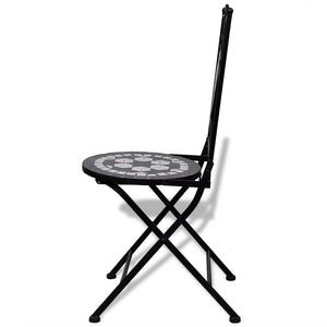 Klappbare Bistrostühle, Keramik Schwarz/Weiß, 2er Set
