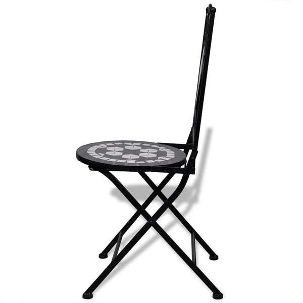 Klappbare Bistrostühle, Keramik Schwarz/Weiß, 2er Set