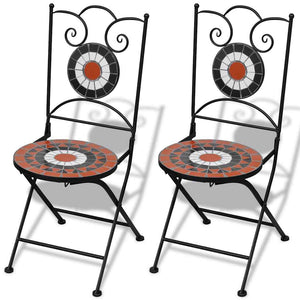Klappbare Bistrostühle, 2er Set, Terrakotta & Weiß
