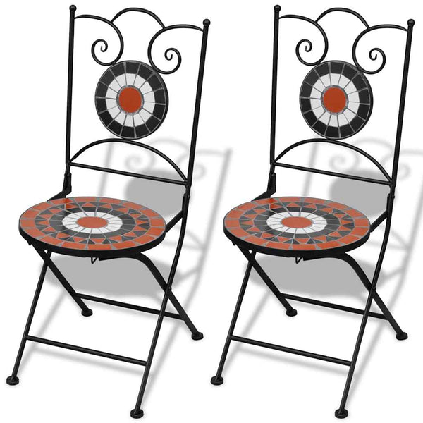 Klappbare Bistrostühle, 2er Set, Terrakotta & Weiß