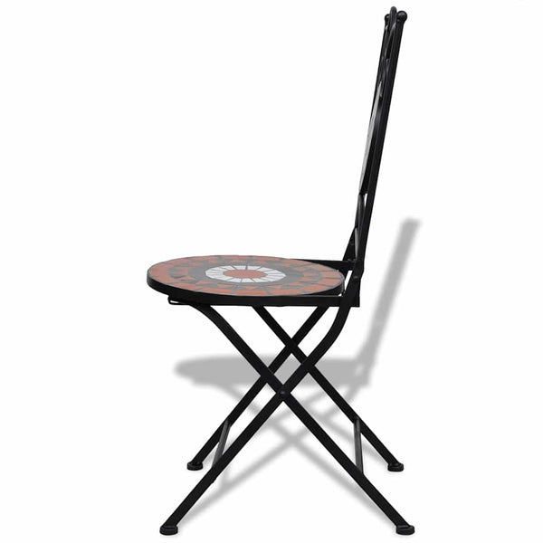 Klappbare Bistrostühle, 2er Set, Terrakotta & Weiß