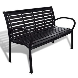 Gartenbank Schwarz Stahl WPC 125cm