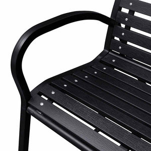 Gartenbank Schwarz Stahl WPC 125cm